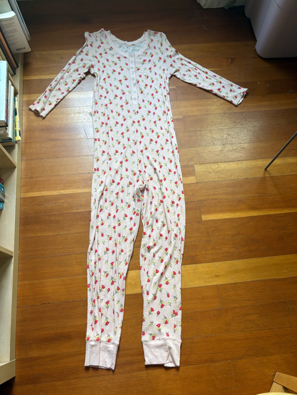Aerie women’s Pink Floral Long-Sleeve One-Piece Pajamas